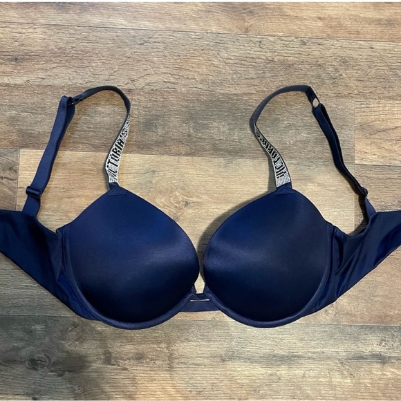 Victoria's Secret Very Sexy Push Up Rhinestone
Strap Bra Sz 32C Navy - Picture 3 of 7